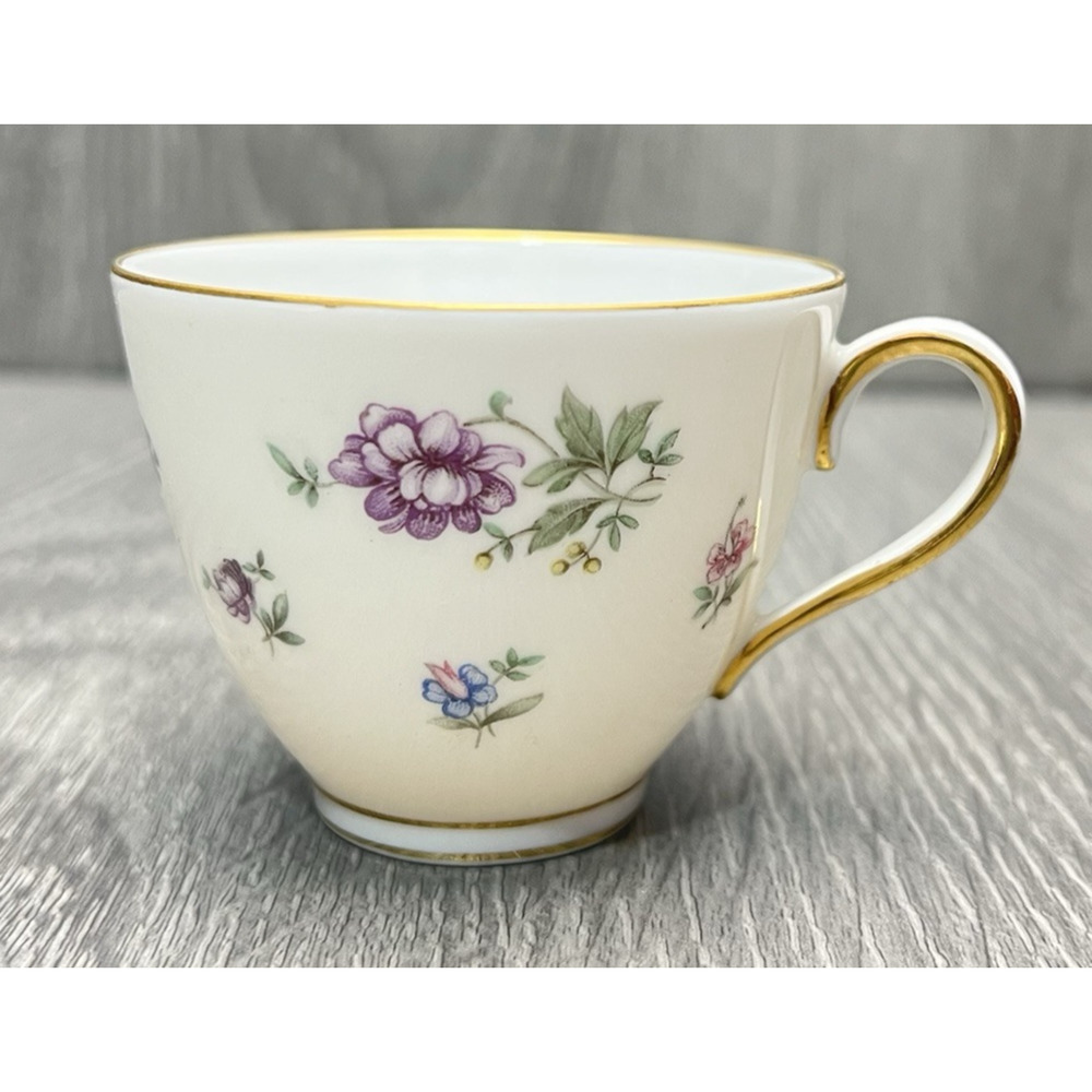 Franconia Fleurettes Selb Bavaria Tea Cup & Saucer Set Colorful Floral Gold Trim - Picture 7 of 14